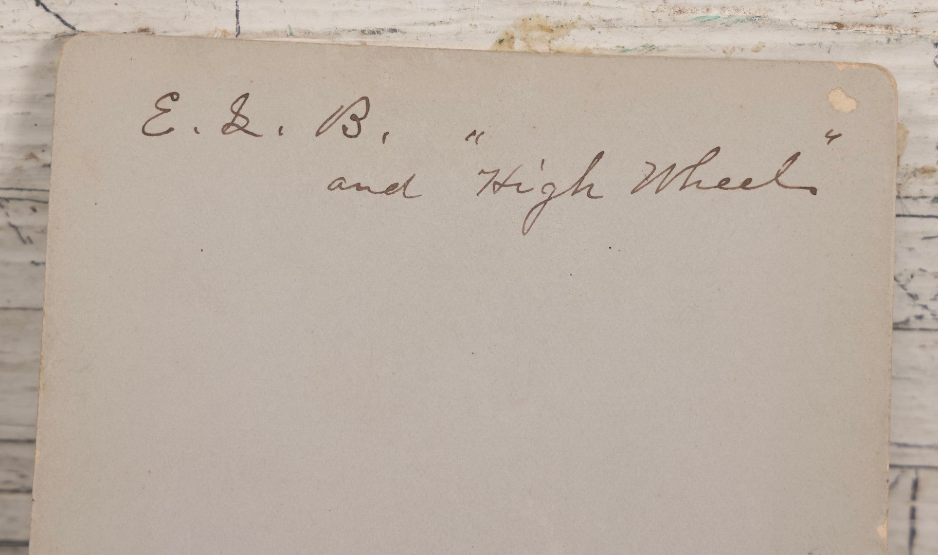 Lot 161 - Antique Boarded Cyanotype Photograph Of Young Boy With High-Wheel Bicycle Identified As E.S.B.