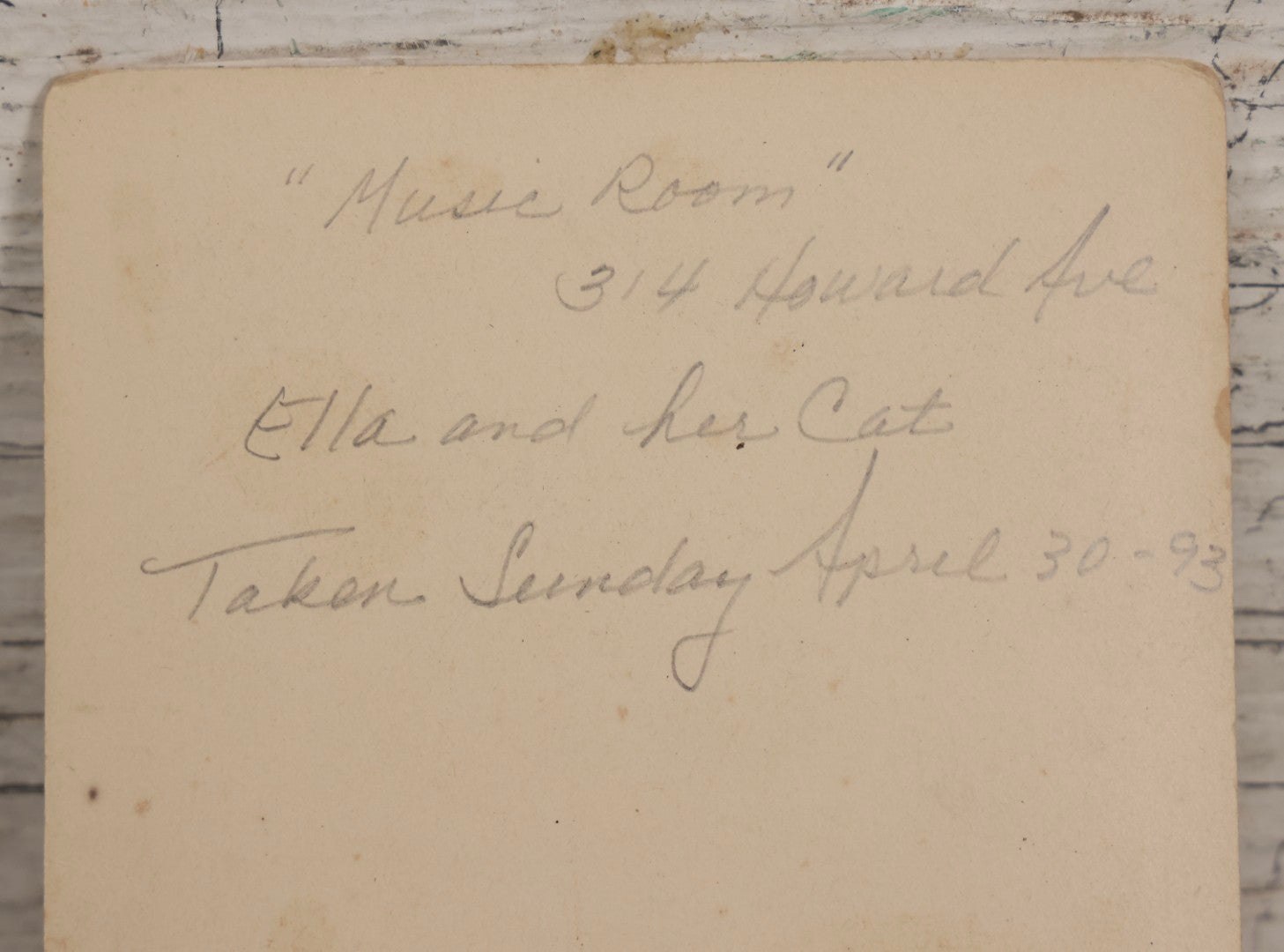 Lot 163 - Antique Boarded Interior Photograph Of Girl Identified As Ella In “Music Room” With Toy Cat, Dated April 30, 1893