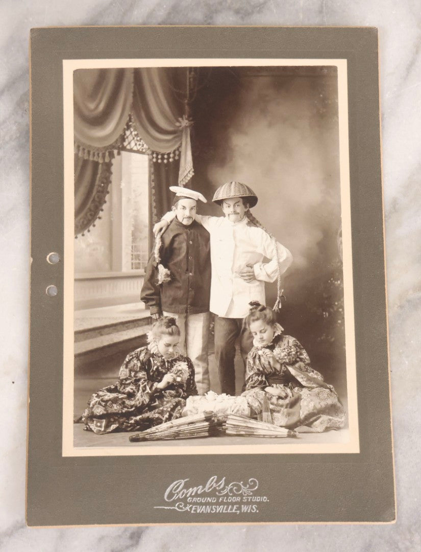 Lot 164 - Grouping Of Five Antique Boarded Studio Photographs Of Children In Book Carnival Costumes, Photographed By Combs, Evansville, Wisconsin