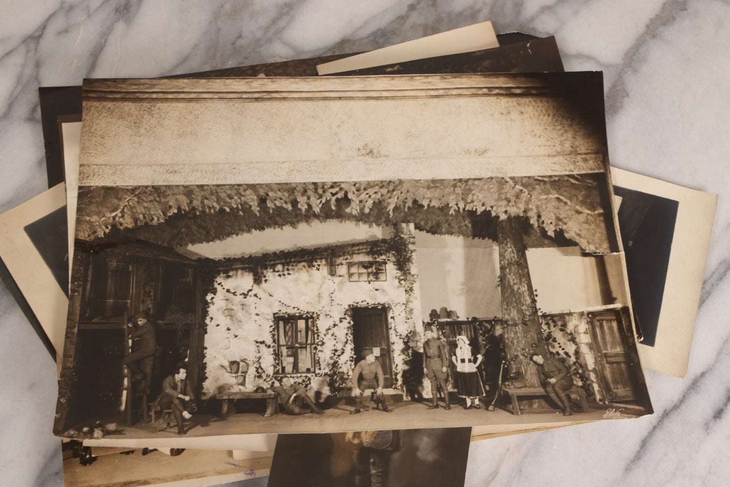 Lot 165 - Grouping Of 33 Antique Unmounted Theater And Costume Photographs Featuring Stage Sets, Period Dress, And Dramatic Characters