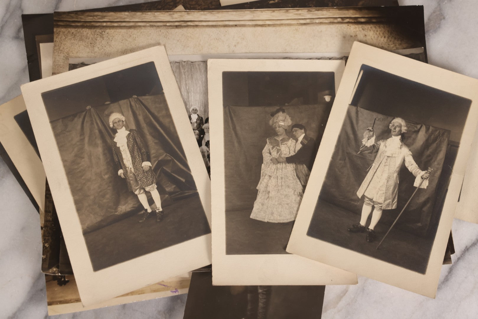 Lot 165 - Grouping Of 33 Antique Unmounted Theater And Costume Photographs Featuring Stage Sets, Period Dress, And Dramatic Characters