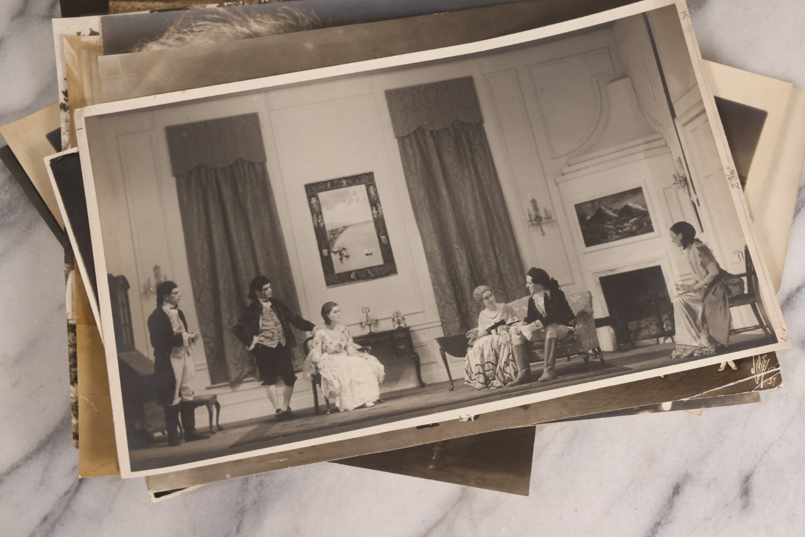 Lot 165 - Grouping Of 33 Antique Unmounted Theater And Costume Photographs Featuring Stage Sets, Period Dress, And Dramatic Characters