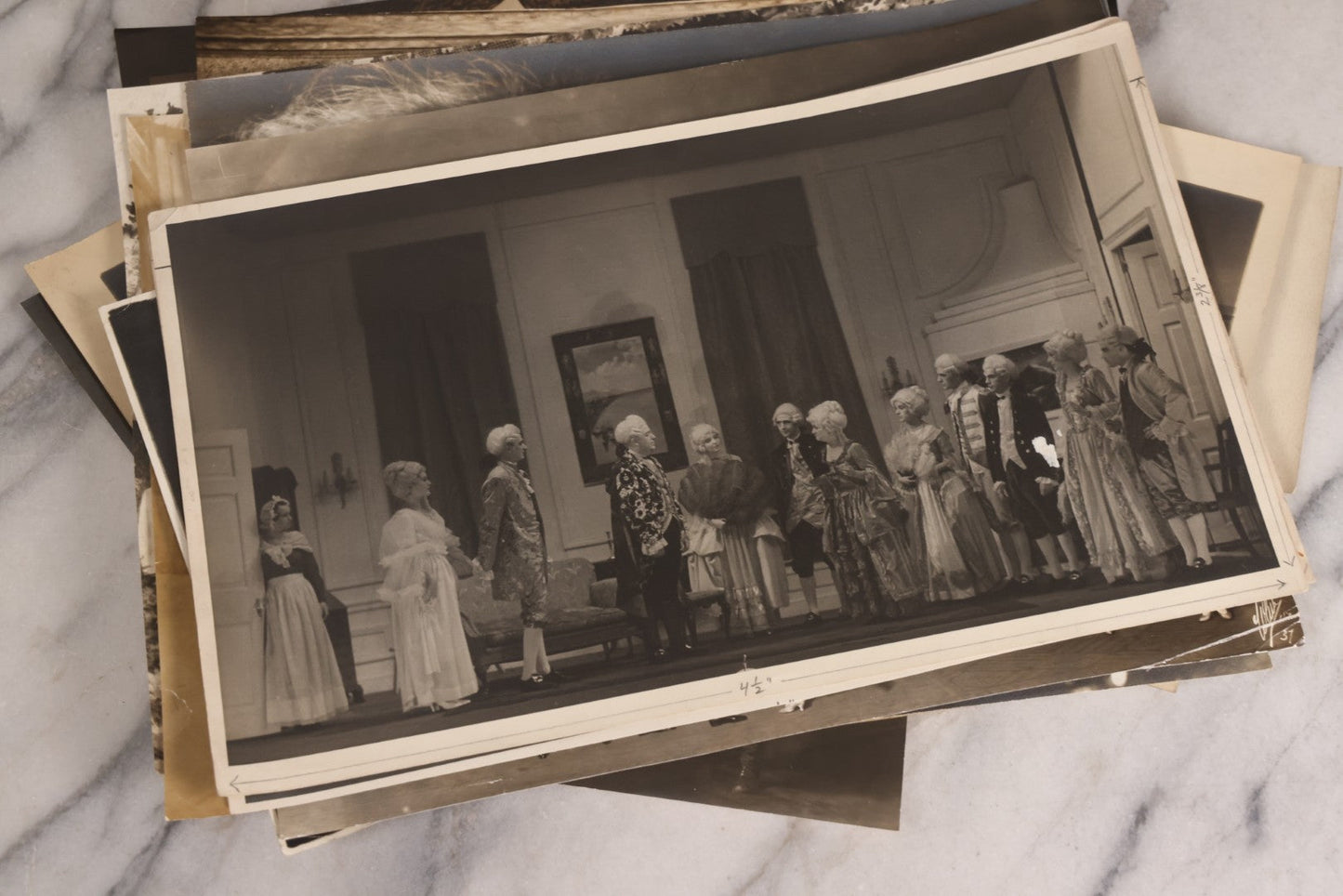 Lot 165 - Grouping Of 33 Antique Unmounted Theater And Costume Photographs Featuring Stage Sets, Period Dress, And Dramatic Characters