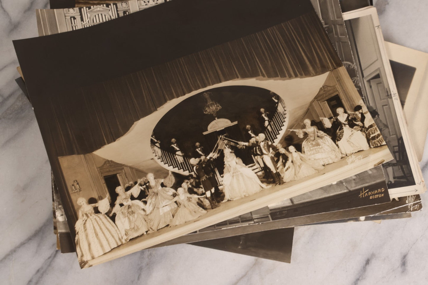 Lot 165 - Grouping Of 33 Antique Unmounted Theater And Costume Photographs Featuring Stage Sets, Period Dress, And Dramatic Characters