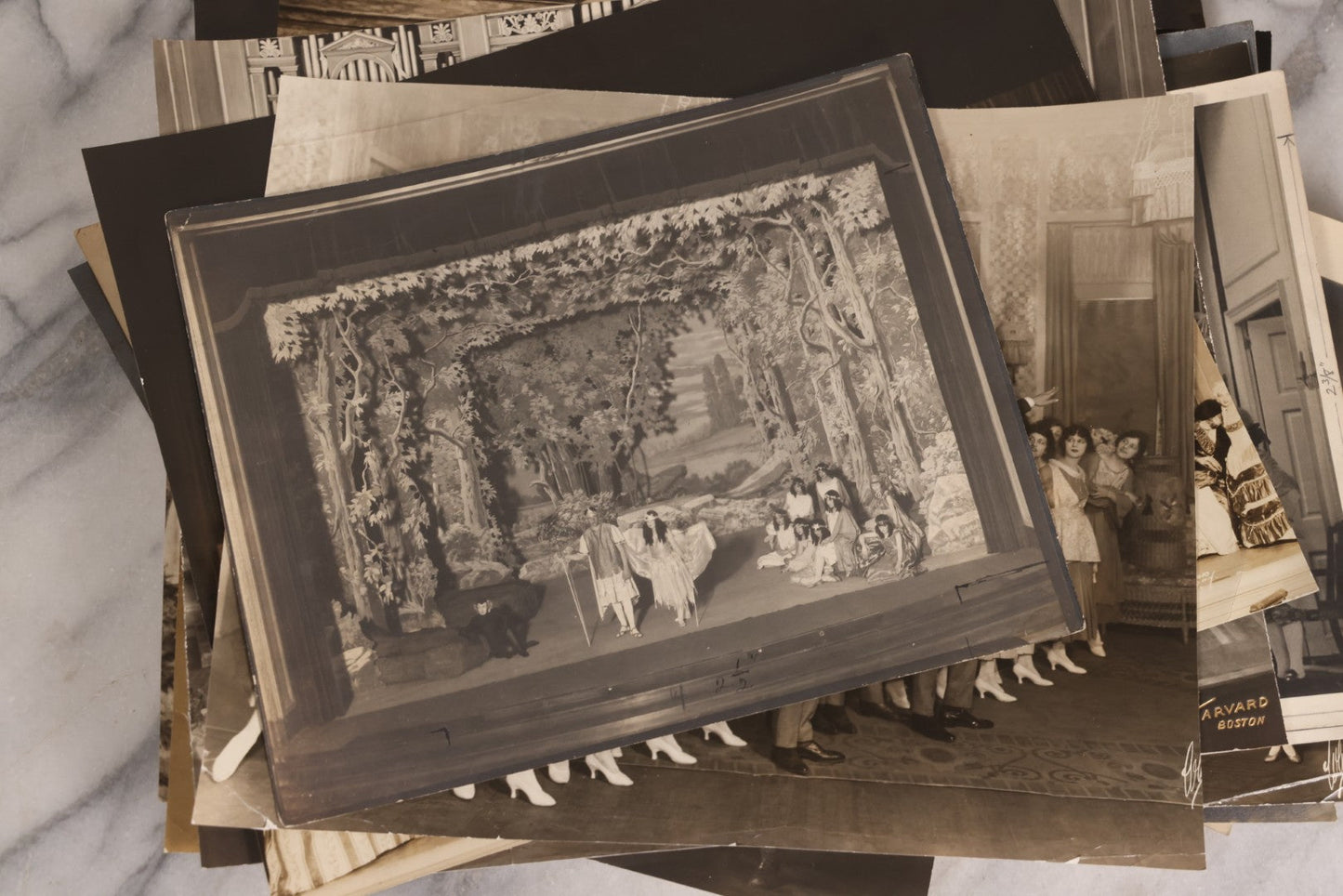 Lot 165 - Grouping Of 33 Antique Unmounted Theater And Costume Photographs Featuring Stage Sets, Period Dress, And Dramatic Characters