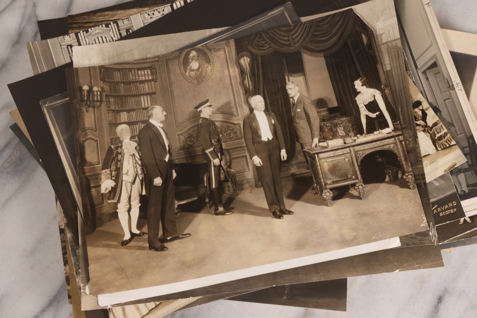 Lot 165 - Grouping Of 33 Antique Unmounted Theater And Costume Photographs Featuring Stage Sets, Period Dress, And Dramatic Characters