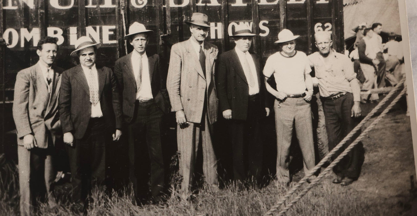 Lot 166 - Vintage Unmounted Photograph Of Men Posed In Front Of Ringling Bros. And Barnum & Bailey Circus Railcar