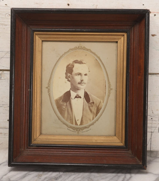 Lot 169 - Antique Portrait Photograph Of Middle-Aged Man With Mustache In Original Period Deep Walnut Frame With Inner Gilt Liner, Photographed By Smith & Loquist, Peoria, Illinois