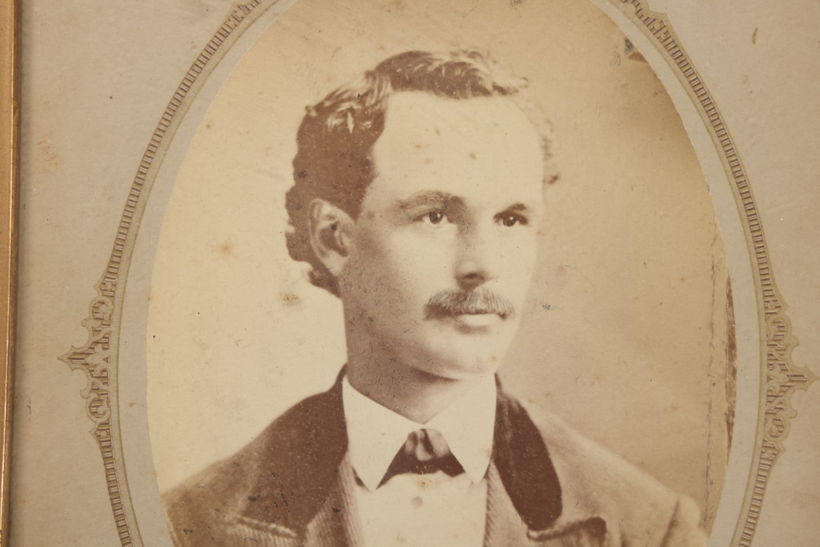 Lot 169 - Antique Portrait Photograph Of Middle-Aged Man With Mustache In Original Period Deep Walnut Frame With Inner Gilt Liner, Photographed By Smith & Loquist, Peoria, Illinois