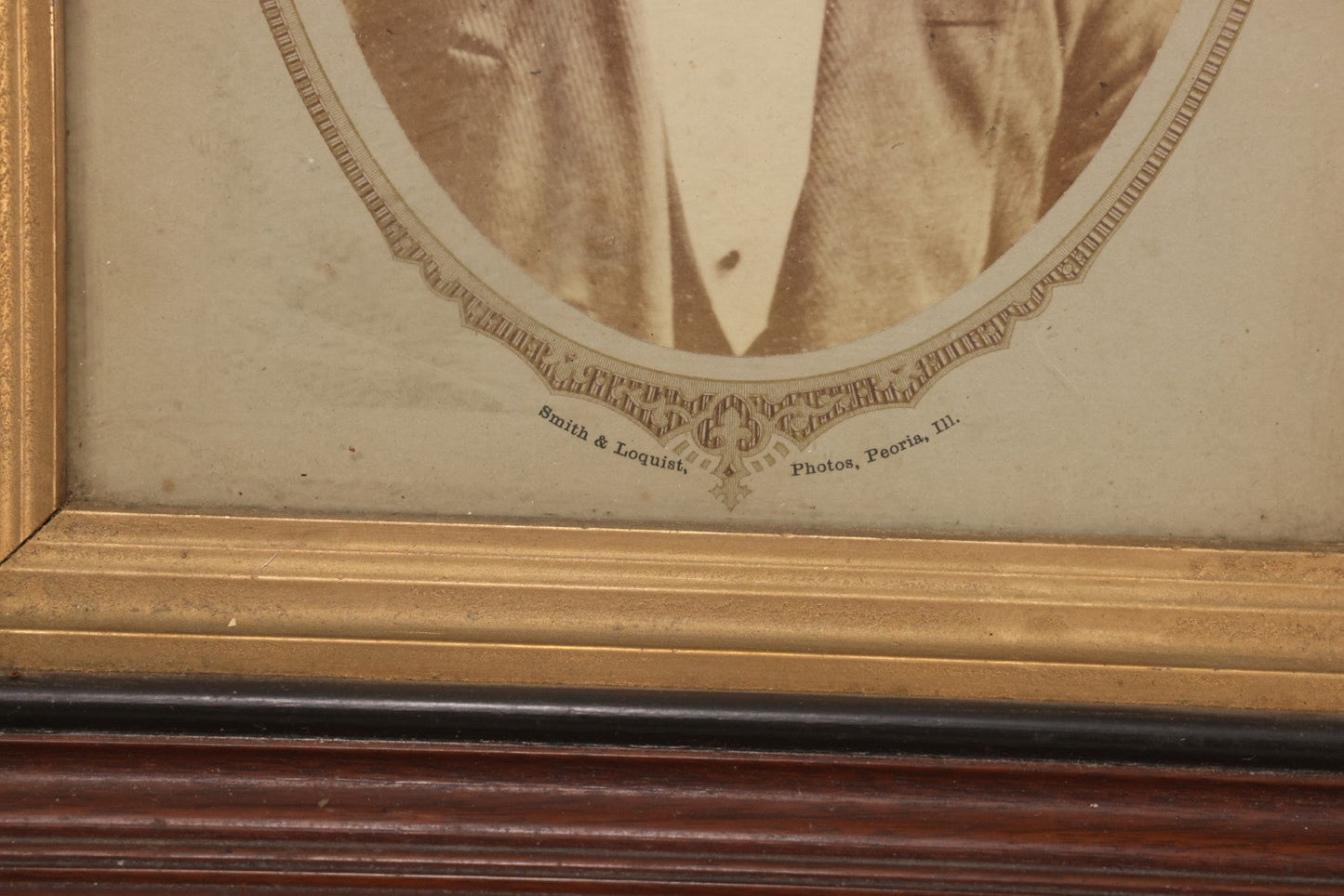 Lot 169 - Antique Portrait Photograph Of Middle-Aged Man With Mustache In Original Period Deep Walnut Frame With Inner Gilt Liner, Photographed By Smith & Loquist, Peoria, Illinois
