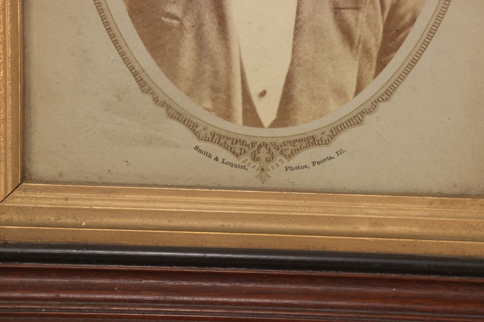 Lot 169 - Antique Portrait Photograph Of Middle-Aged Man With Mustache In Original Period Deep Walnut Frame With Inner Gilt Liner, Photographed By Smith & Loquist, Peoria, Illinois