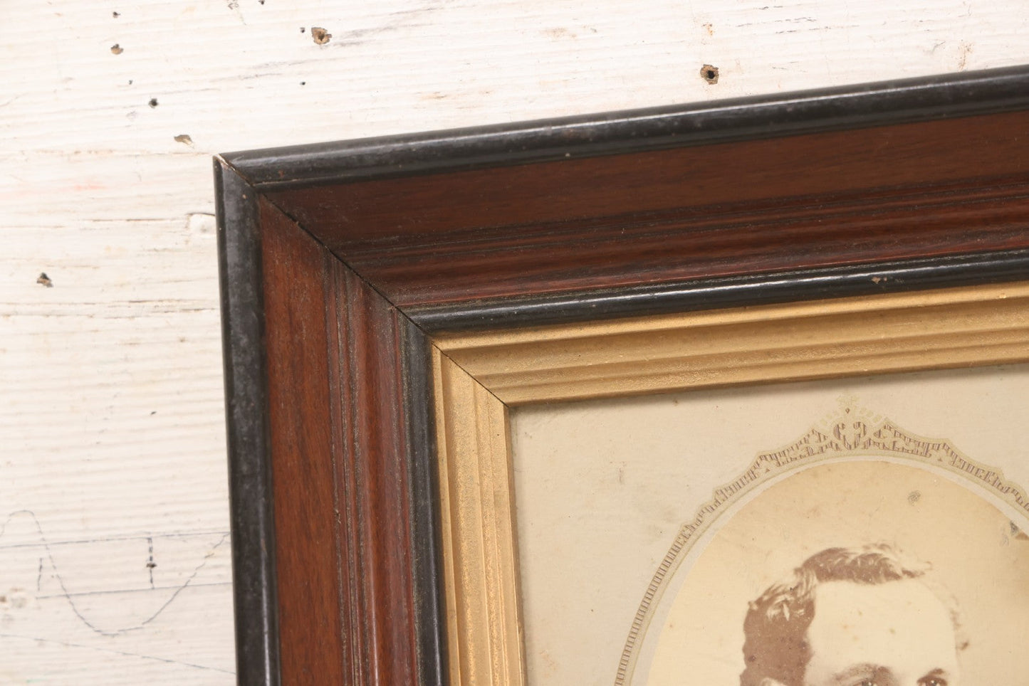 Lot 169 - Antique Portrait Photograph Of Middle-Aged Man With Mustache In Original Period Deep Walnut Frame With Inner Gilt Liner, Photographed By Smith & Loquist, Peoria, Illinois