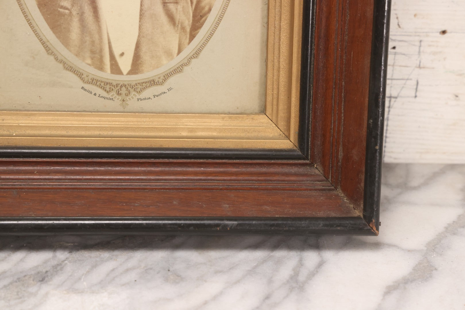 Lot 169 - Antique Portrait Photograph Of Middle-Aged Man With Mustache In Original Period Deep Walnut Frame With Inner Gilt Liner, Photographed By Smith & Loquist, Peoria, Illinois