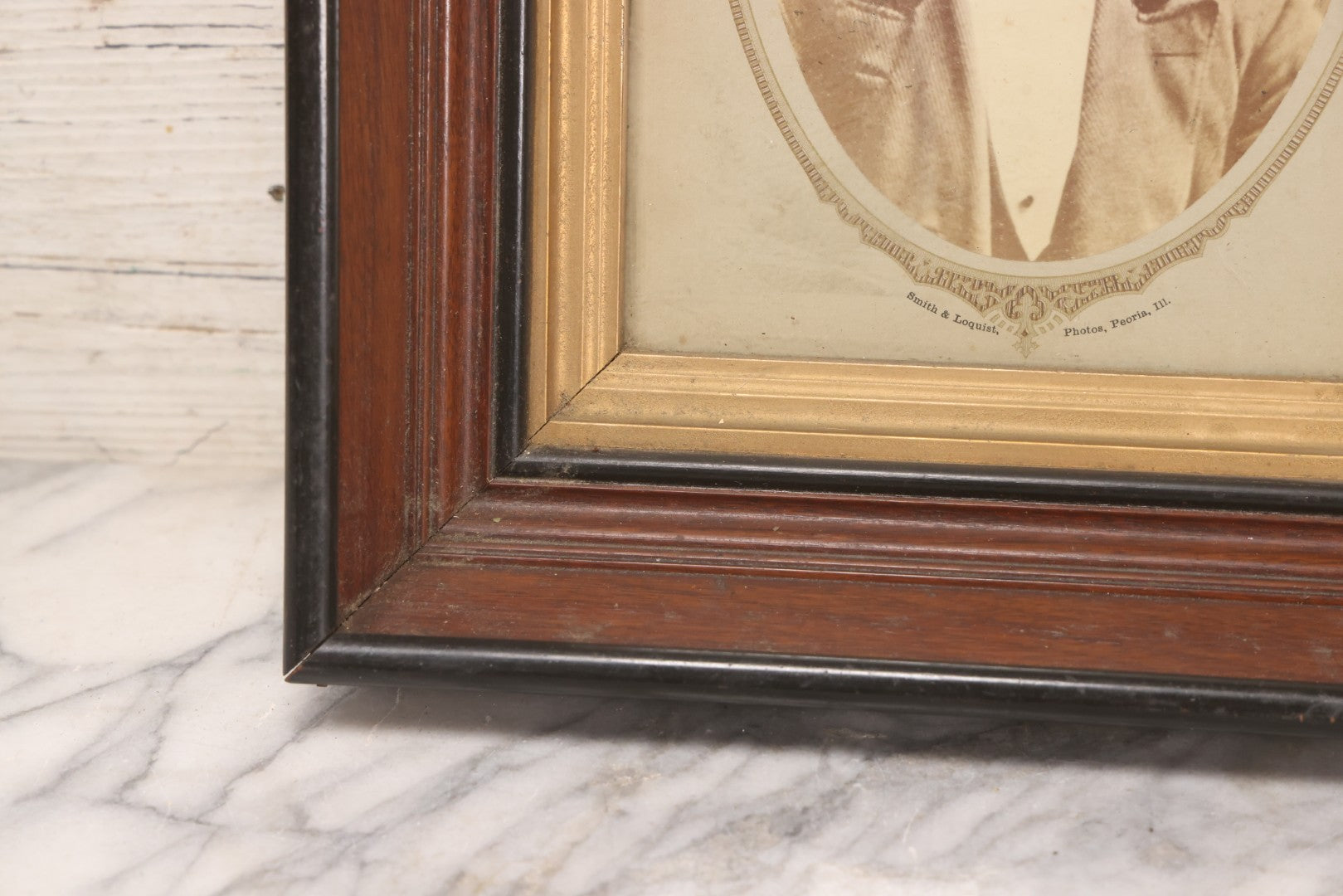 Lot 169 - Antique Portrait Photograph Of Middle-Aged Man With Mustache In Original Period Deep Walnut Frame With Inner Gilt Liner, Photographed By Smith & Loquist, Peoria, Illinois