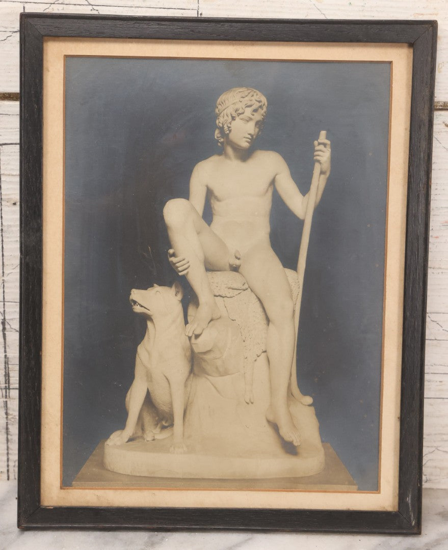 Lot 170 - Antique Photograph Of Bertel Thorvaldsen's Neoclassical Sculpture "The Shepherd Boy" In Period Frame