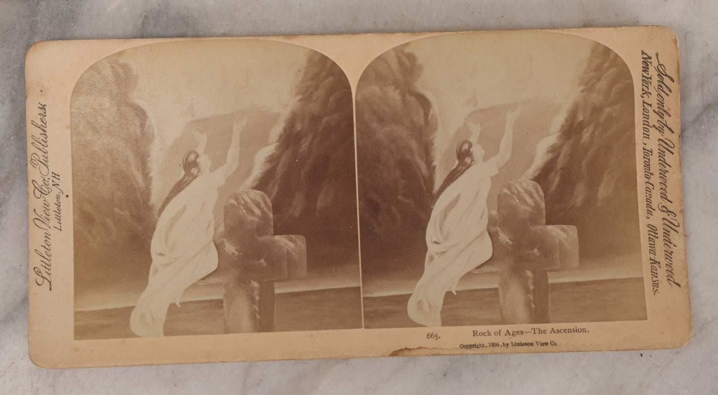 Lot 171 - Grouping Of 13 Antique Photographic Stereo View Cards Depicting Rock Of Ages, Comic Staged Scenes, Admiral Dewey Parade, Interior And Exterior Architecture, And Art