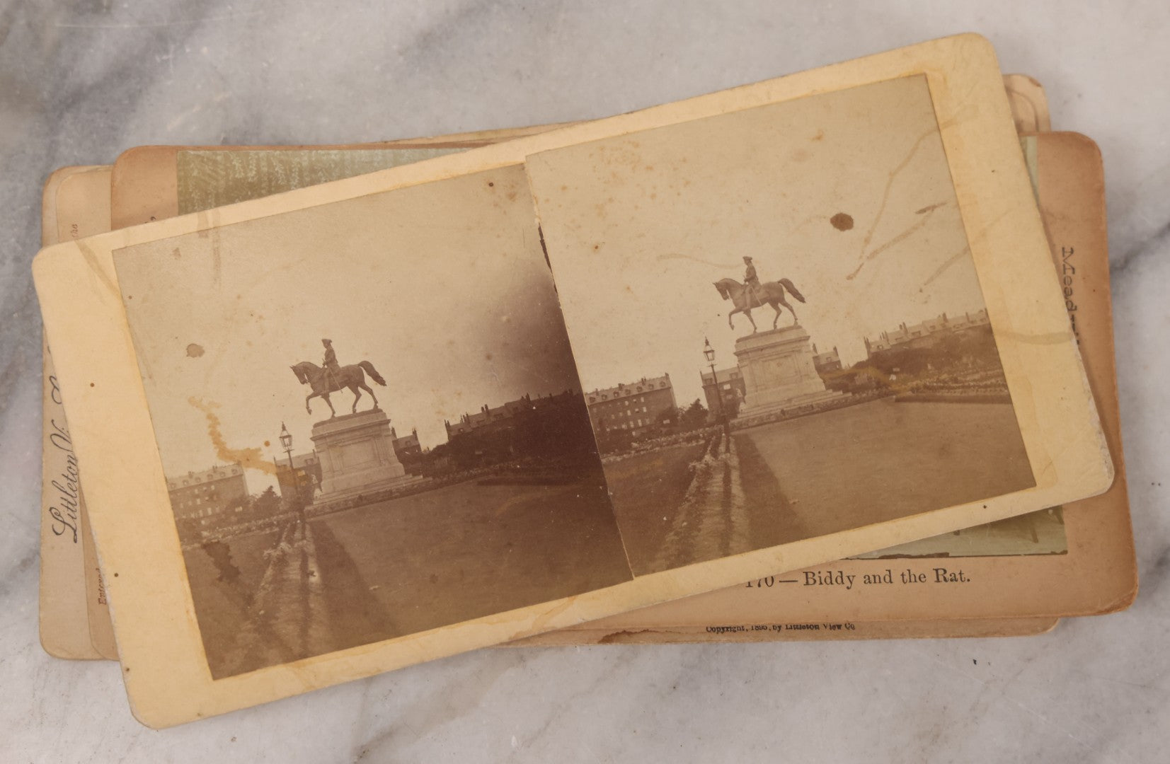 Lot 171 - Grouping Of 13 Antique Photographic Stereo View Cards Depicting Rock Of Ages, Comic Staged Scenes, Admiral Dewey Parade, Interior And Exterior Architecture, And Art