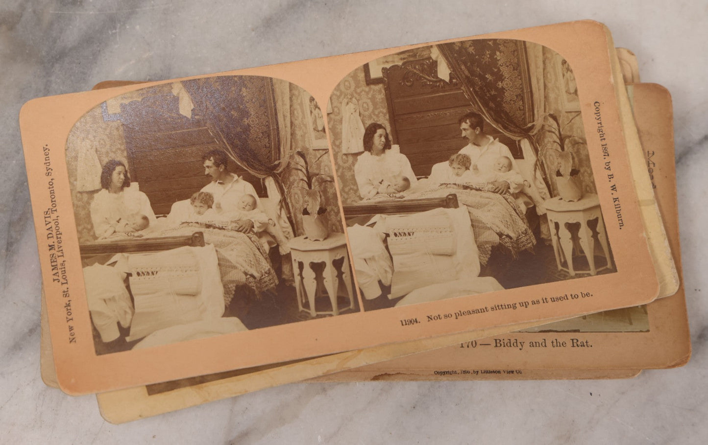 Lot 171 - Grouping Of 13 Antique Photographic Stereo View Cards Depicting Rock Of Ages, Comic Staged Scenes, Admiral Dewey Parade, Interior And Exterior Architecture, And Art