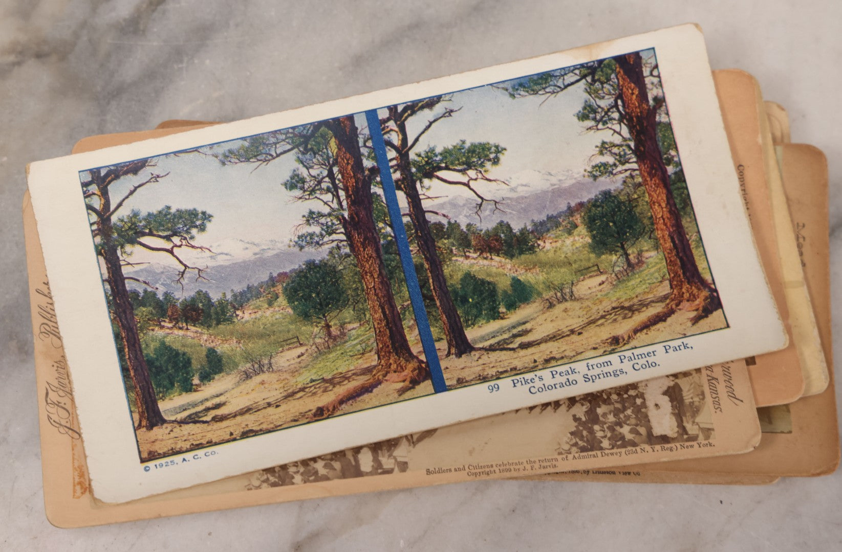 Lot 171 - Grouping Of 13 Antique Photographic Stereo View Cards Depicting Rock Of Ages, Comic Staged Scenes, Admiral Dewey Parade, Interior And Exterior Architecture, And Art