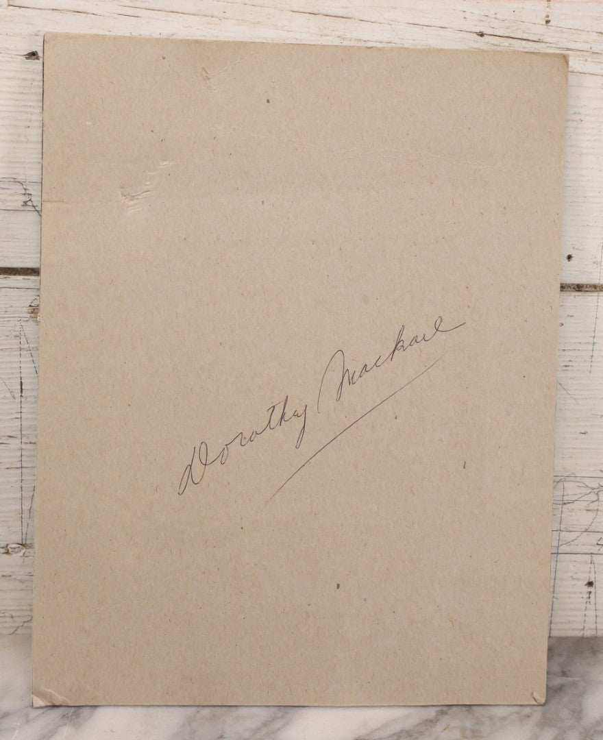 Lot 173 - Vintage Black And White Photograph Of Female Boxer Dorothy Mackaill In Blue Patterned Paper Frame, Likely Promotional Photo, Handwritten Pencil Identification On Verso, Note Small Tears And Holes Center Of Photo