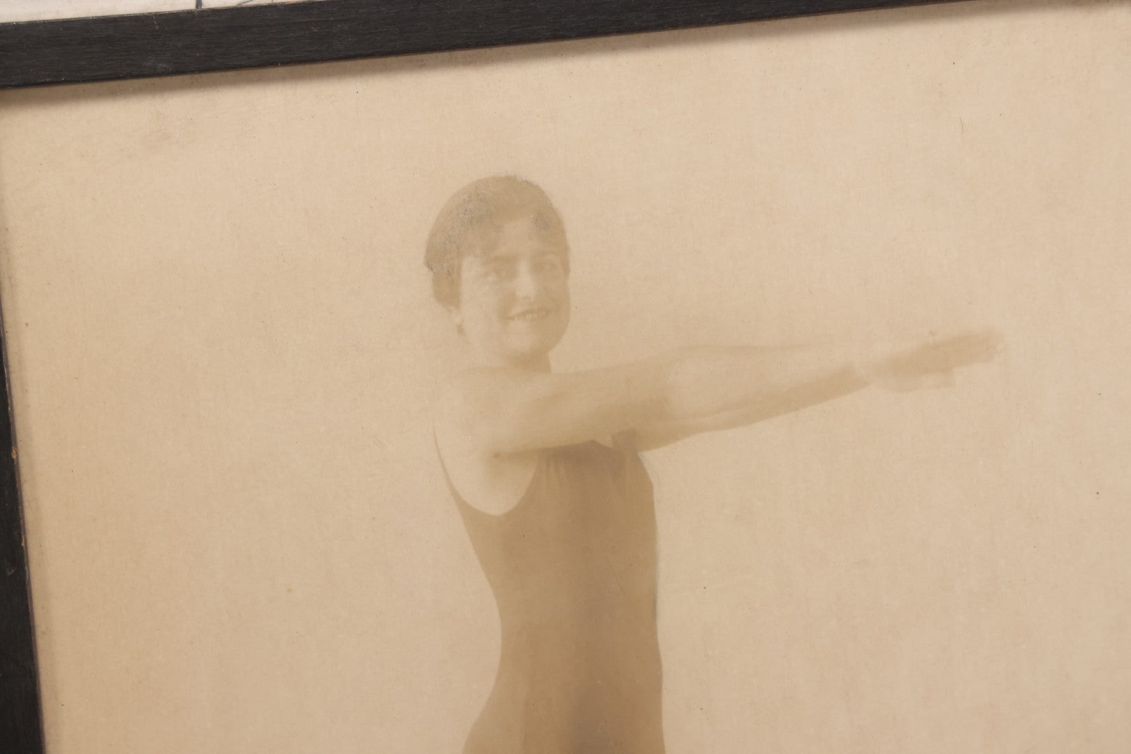 Lot 174 - Antique Photograph Of Woman In Diving Pose Wearing Period Full Body Swimsuit In Original Frame, Photographed At Orpheum Studio, South Bend, Indiana, Circa 1920s