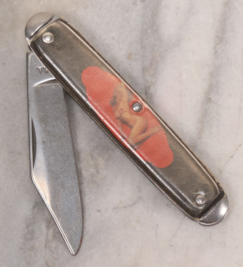 Lot 175 - Vintage Marilyn Monroe Nude Pinup Pocket Knife, Marked "U.S.A..", Note Blade Loosening, Not Usable