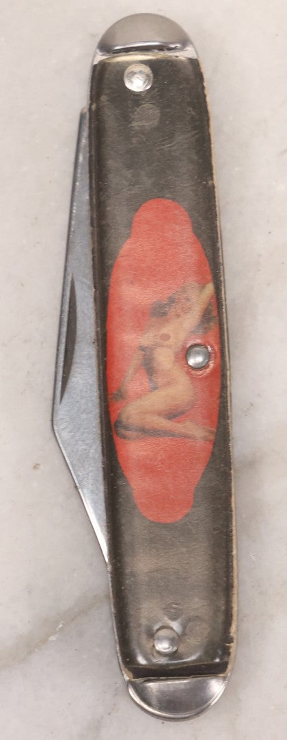 Lot 175 - Vintage Marilyn Monroe Nude Pinup Pocket Knife, Marked "U.S.A..", Note Blade Loosening, Not Usable