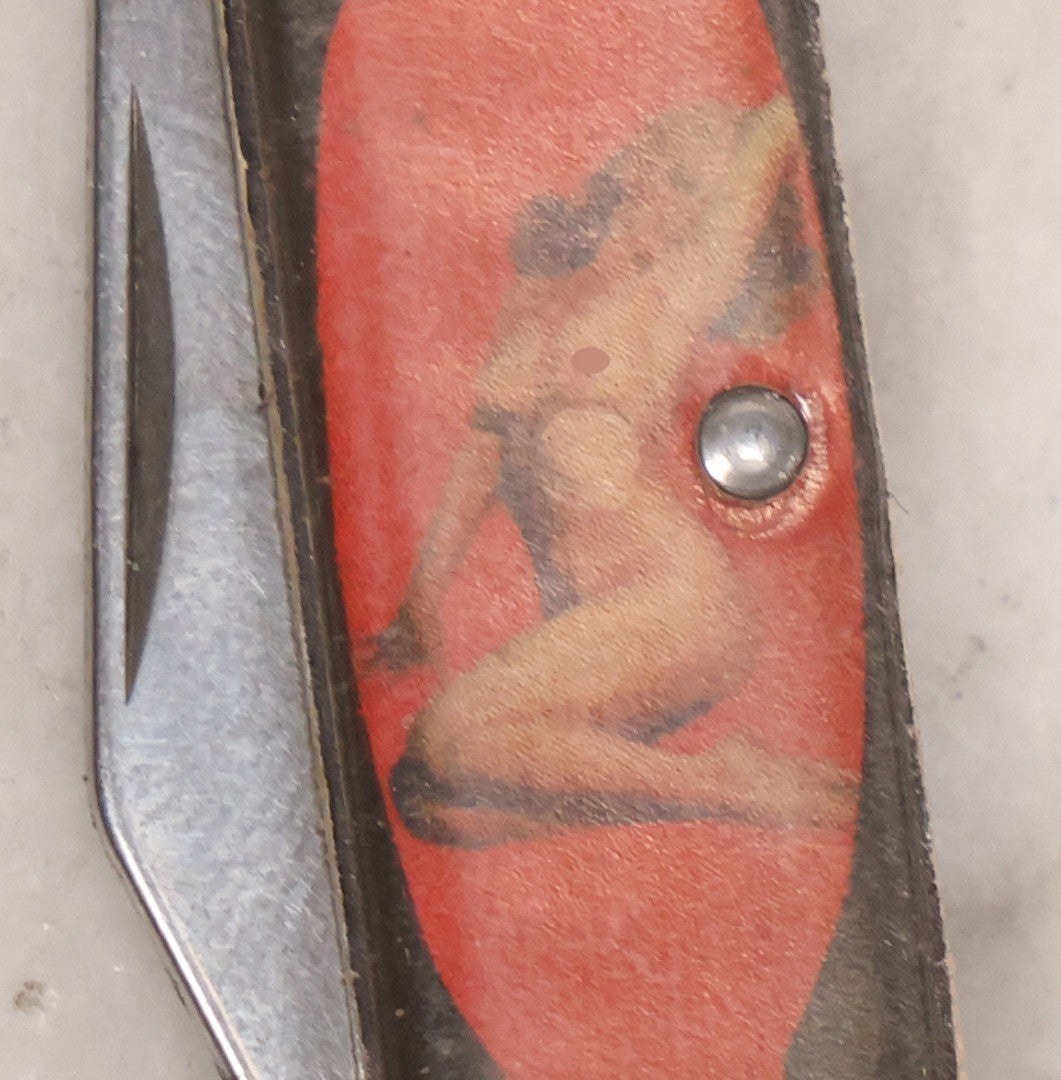 Lot 175 - Vintage Marilyn Monroe Nude Pinup Pocket Knife, Marked "U.S.A..", Note Blade Loosening, Not Usable