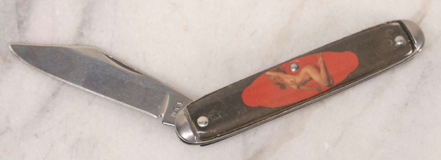 Lot 175 - Vintage Marilyn Monroe Nude Pinup Pocket Knife, Marked "U.S.A..", Note Blade Loosening, Not Usable