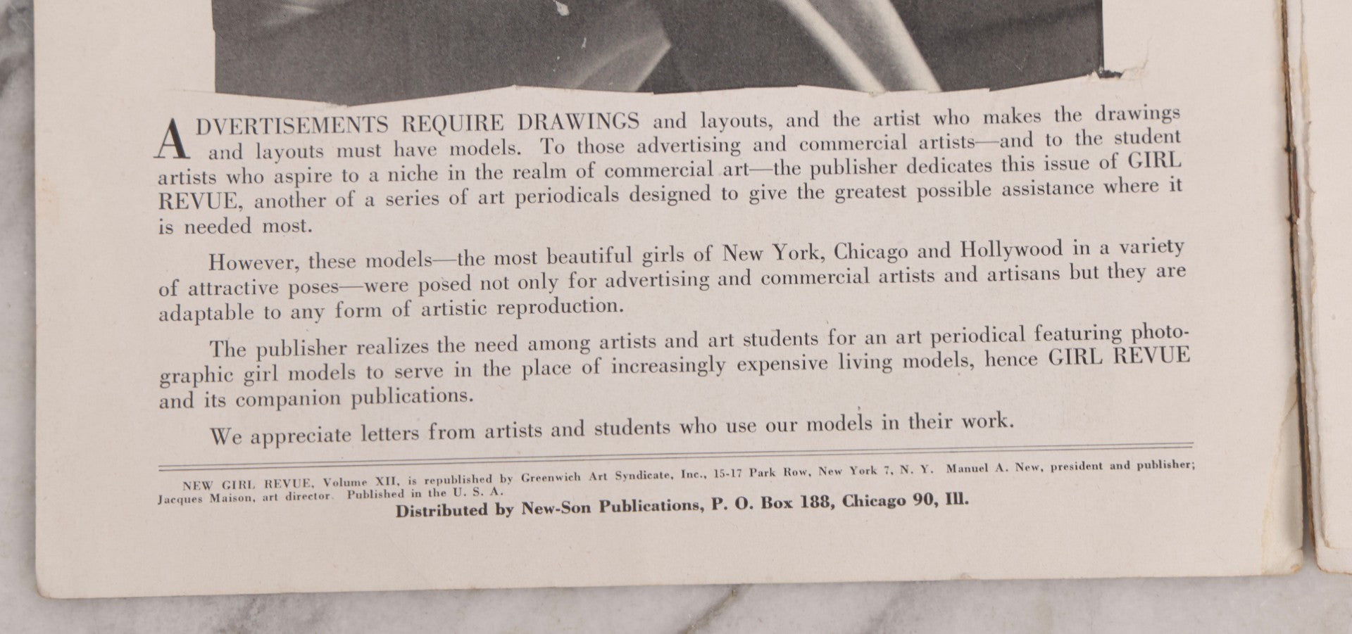 Lot 177 - Vintage Nude Photographer Magazine "The New Girl Revue" Art Reference Magazine, Volume XII, Featuring Photographic Figure Studies Of Women For Commercial Artists, Published By Greenwich Art Syndicate, New York, Circa 1940