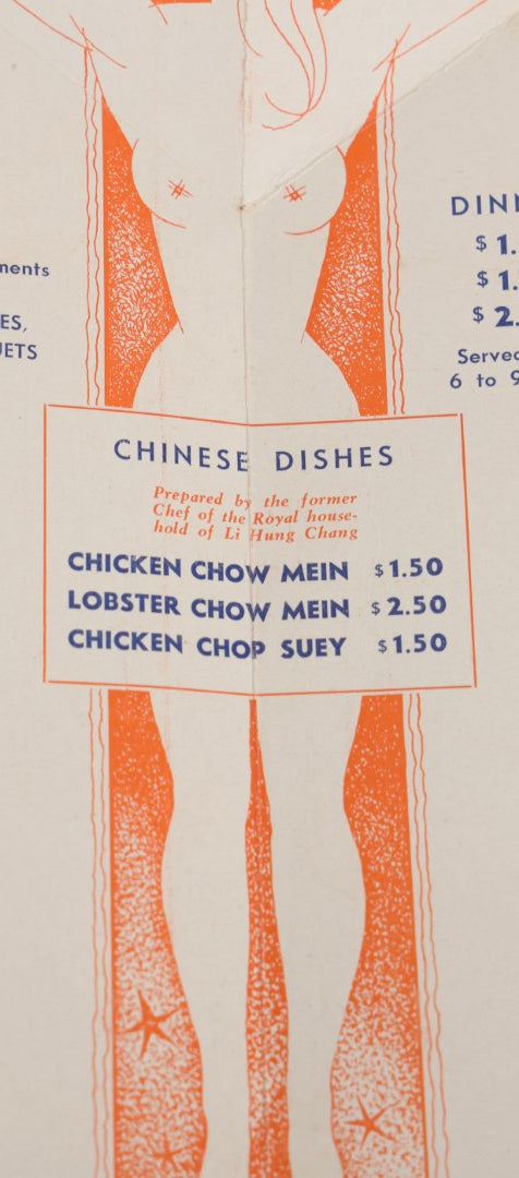 Lot 178 - Vintage Fold-Out Hollywood Cabaret Restaurant Menu, Broadway At 48th Street, New York, Featuring Art Deco Figural Illustration, Circa 1930