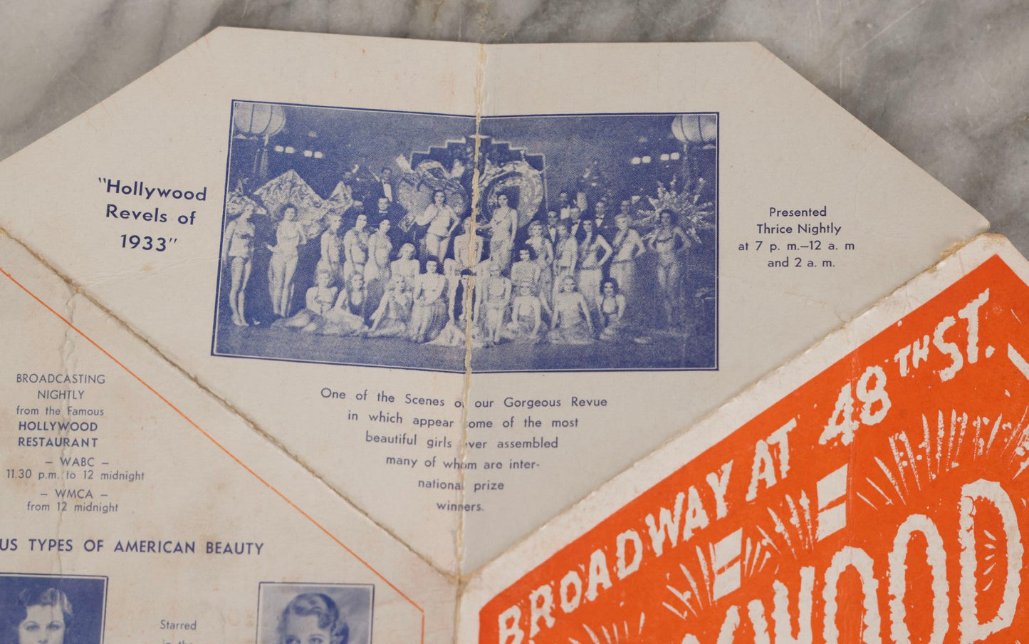 Lot 178 - Vintage Fold-Out Hollywood Cabaret Restaurant Menu, Broadway At 48th Street, New York, Featuring Art Deco Figural Illustration, Circa 1930