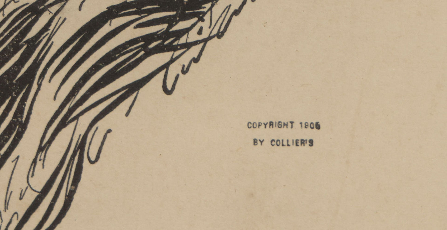 Lot 179 - Antique Gibson Girl Framed Print Of Charles Dana Gibson's "The Eternal Question," Copyright 1906 By Collier's