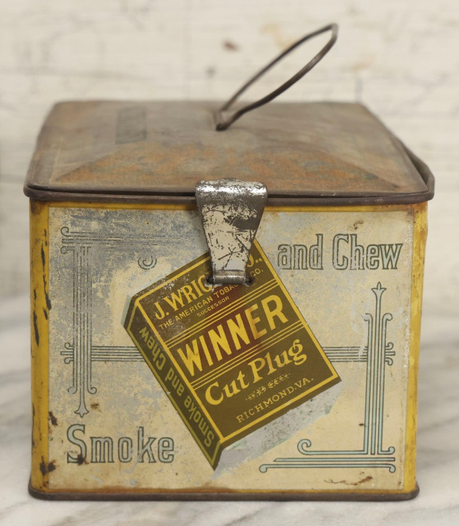 Lot 188 - Antique Tin Lithograph "Winner Cut Plug Smoke And Chew" Tobacco Tin With Auto Racing Motif, J. Wright Co., Richmond, Virginia, Circa 1910–1920