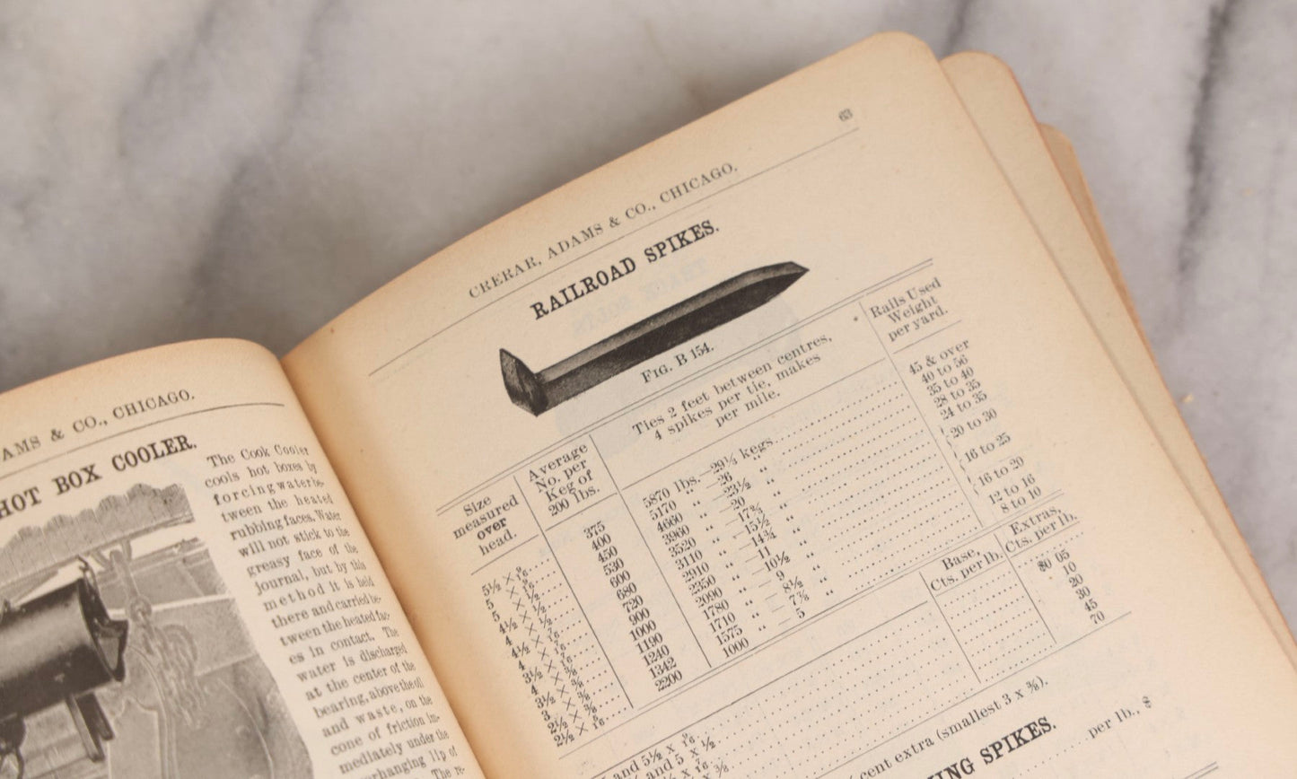 Lot 193 - Antique Crerar, Adams & Co. “Railway Supplies” Illustrated Trade Catalogue, Chicago, 1903, With Engraved Industrial And Railroad Equipment Illustrations, Poor Craft Grade Condition