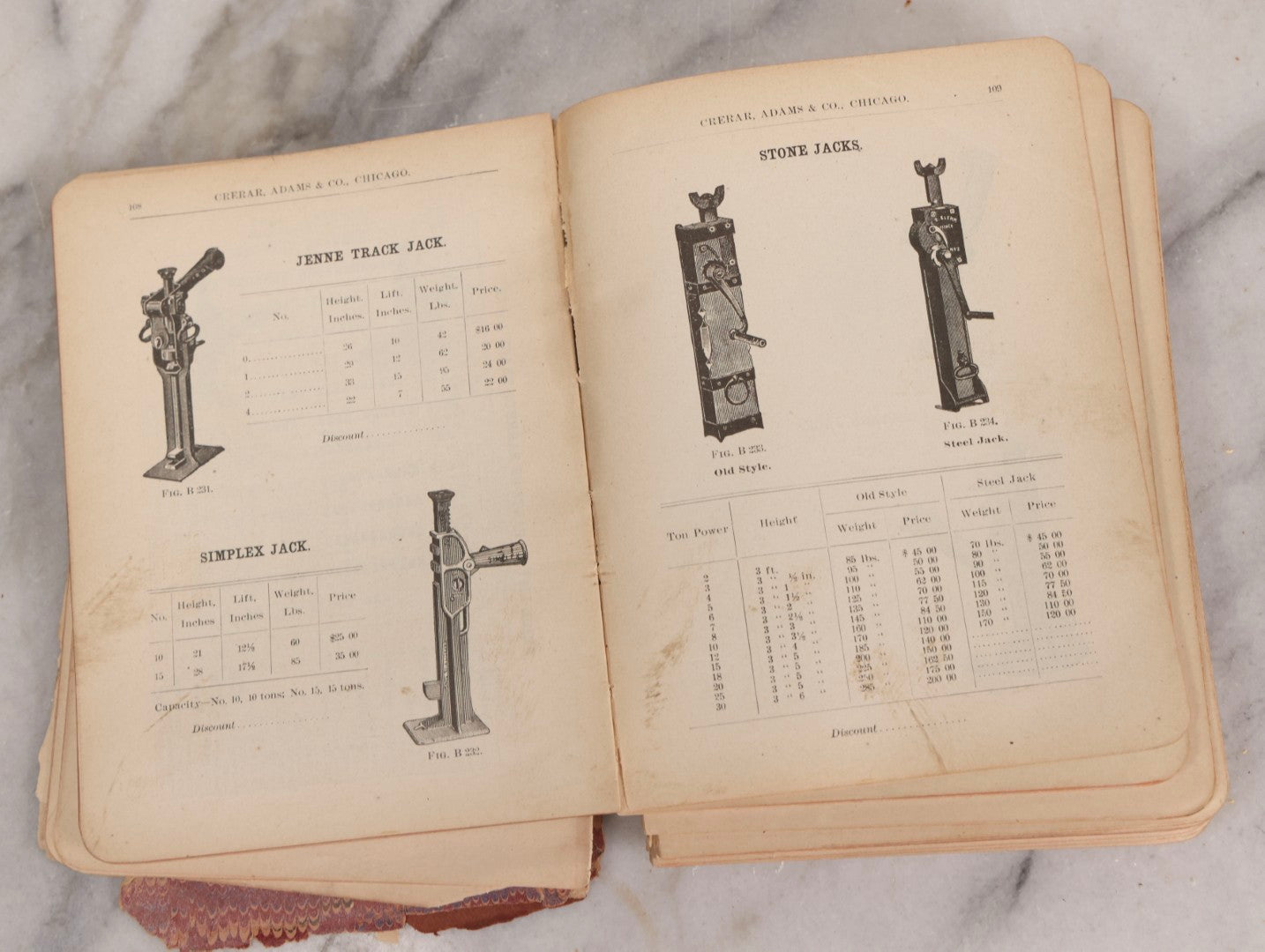 Lot 193 - Antique Crerar, Adams & Co. “Railway Supplies” Illustrated Trade Catalogue, Chicago, 1903, With Engraved Industrial And Railroad Equipment Illustrations, Poor Craft Grade Condition