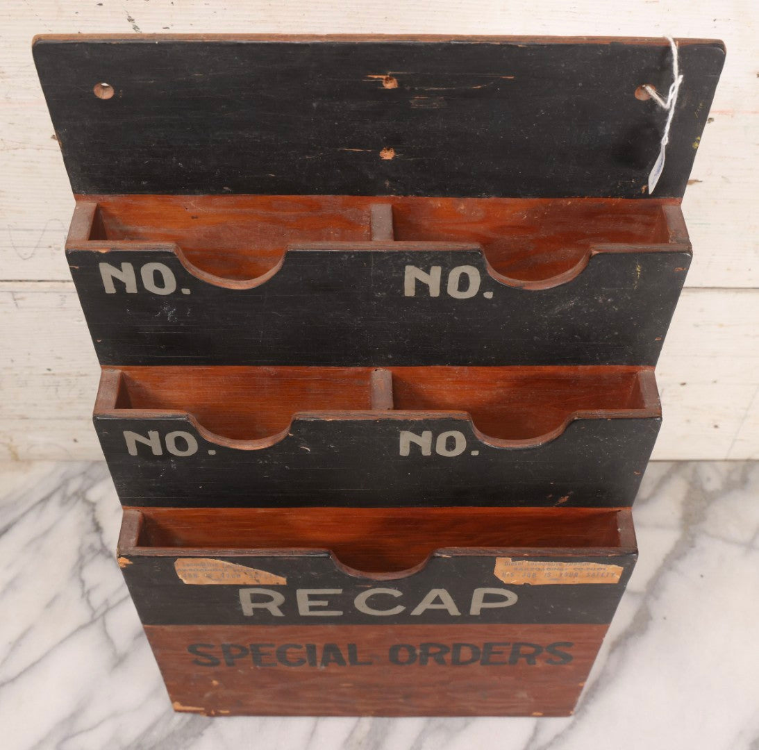 Lot 194 - Antique Railroad Wall-Mounted Document And Order Holder With Hand-Painted Lettering “Recap / Special Orders,” Reported Erie Railroad Station Use, Washingtonville, New York
