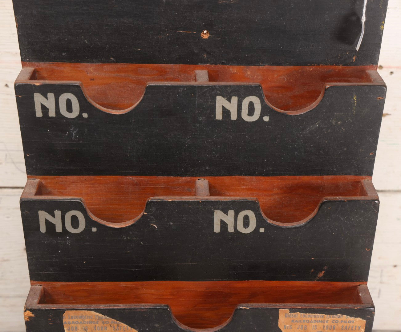 Lot 194 - Antique Railroad Wall-Mounted Document And Order Holder With Hand-Painted Lettering “Recap / Special Orders,” Reported Erie Railroad Station Use, Washingtonville, New York