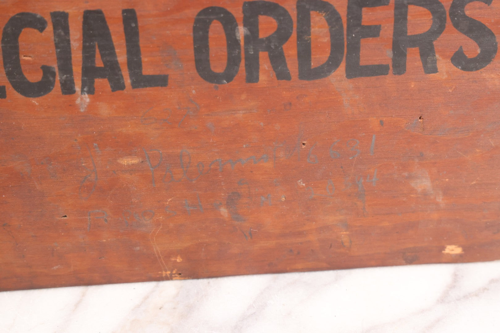 Lot 194 - Antique Railroad Wall-Mounted Document And Order Holder With Hand-Painted Lettering “Recap / Special Orders,” Reported Erie Railroad Station Use, Washingtonville, New York