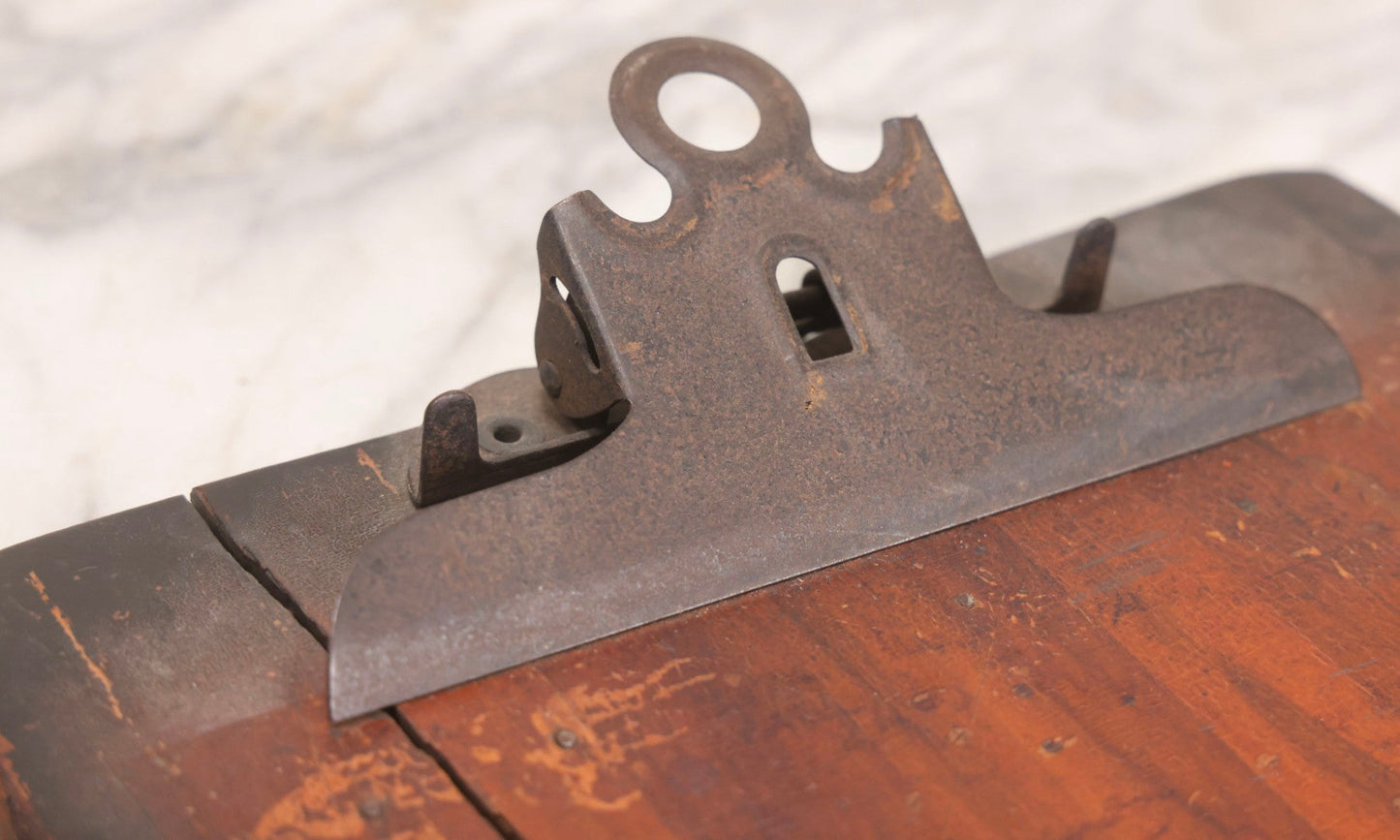 Lot 195 - Antique Wooden Clipboard With Early Metal Spring Clip, Industrial And Office Use, Early 20th Century