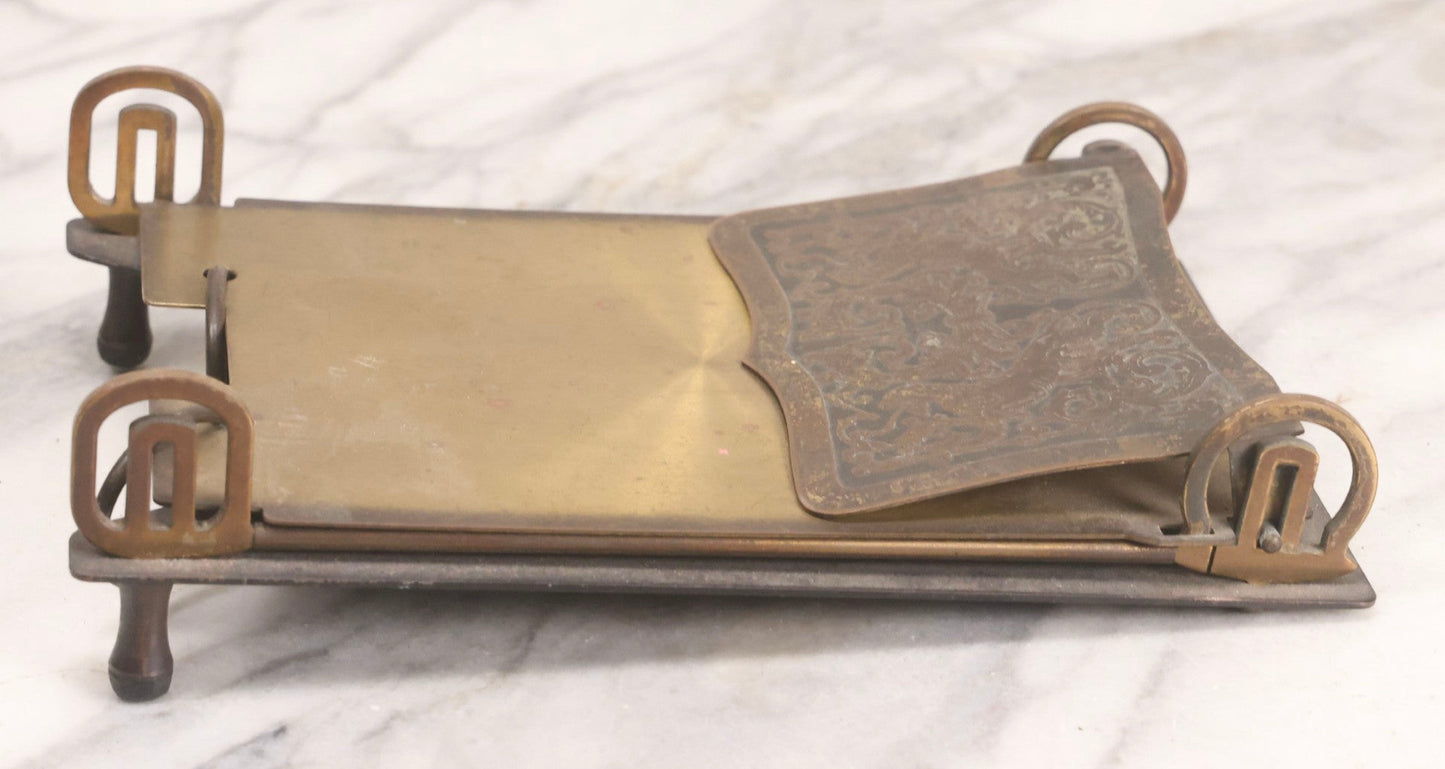 Lot 196 - Antique “Executives” 3-In-1 Desk Calendar Pad Holder With Ornate Brass And Metal Stand, Patented And Manufactured By B. E. Lawrence & Co., Chicago