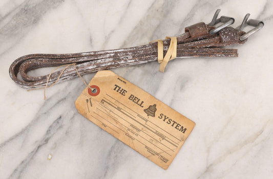 Lot 198 - Vintage Bell System Lineman's Leather Safety Belt Pole Strap, Attributed To Don Grandstaff