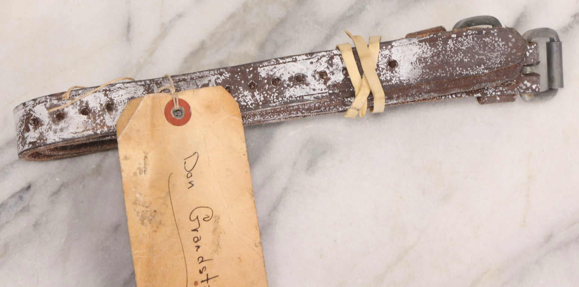 Lot 198 - Vintage Bell System Lineman's Leather Safety Belt Pole Strap, Attributed To Don Grandstaff