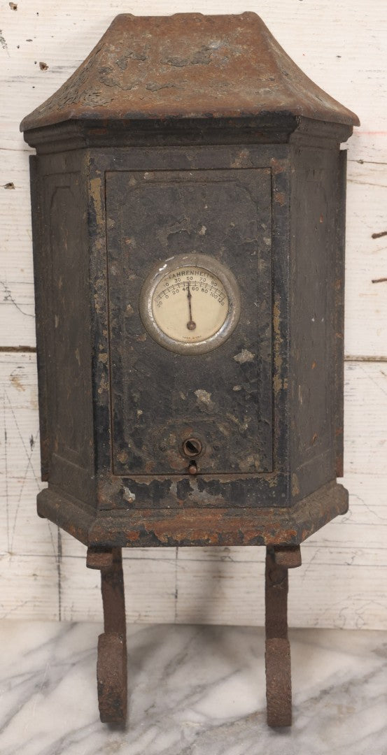 Lot 199 - Antique "Tudor Mailtainer" Metal Mailbox With Thermometer, Manufactured By P.N. Co., Fulton, Illinois, Early 20th Century