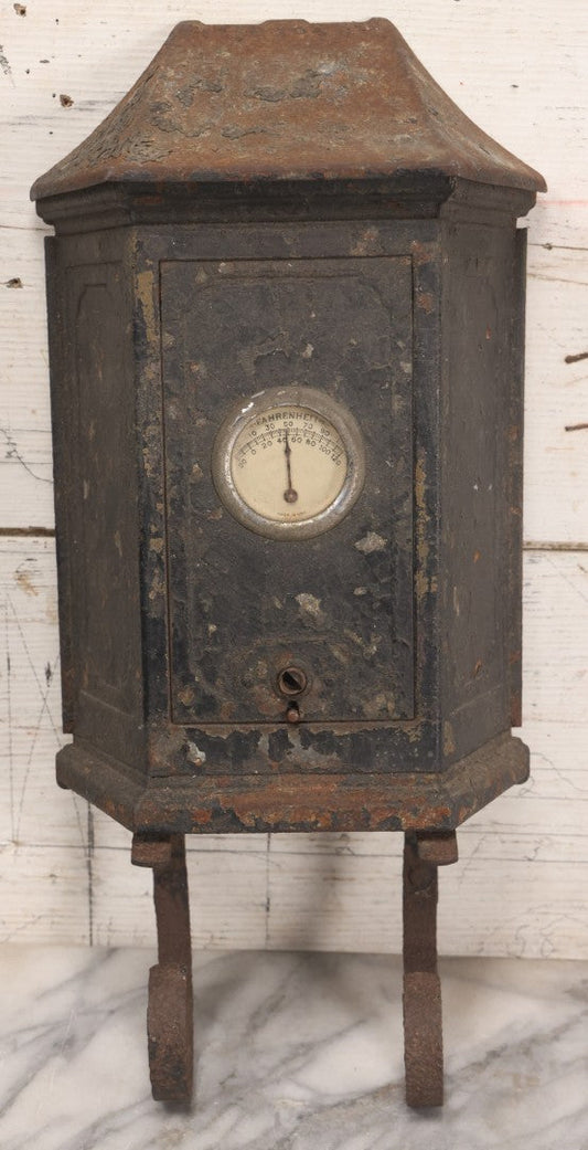 Lot 199 - Antique "Tudor Mailtainer" Metal Mailbox With Thermometer, Manufactured By P.N. Co., Fulton, Illinois, Early 20th Century