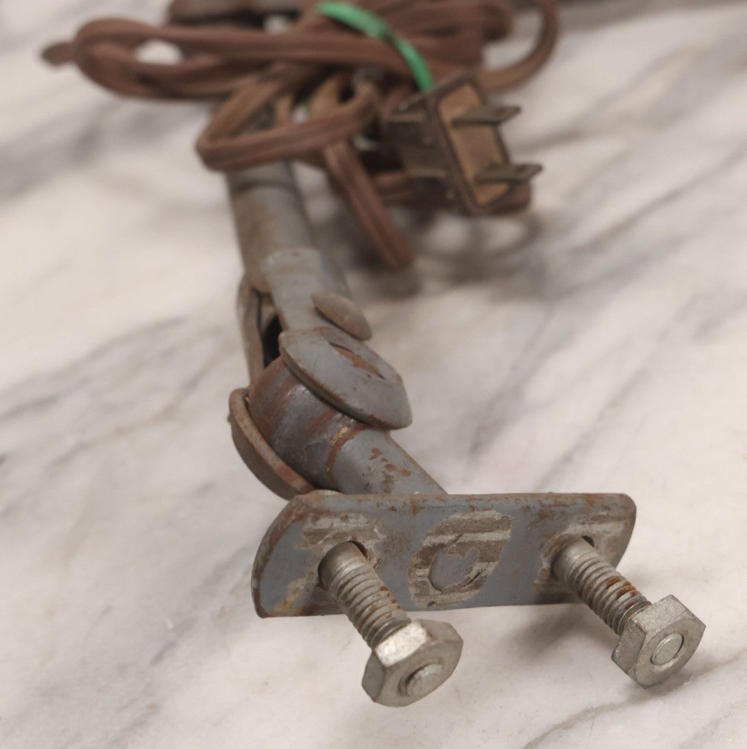 Lot 200 - Vintage Adjustable Bench Mount Industrial Work Lamp With Articulating Arm And Bolt On Base, Working Condition