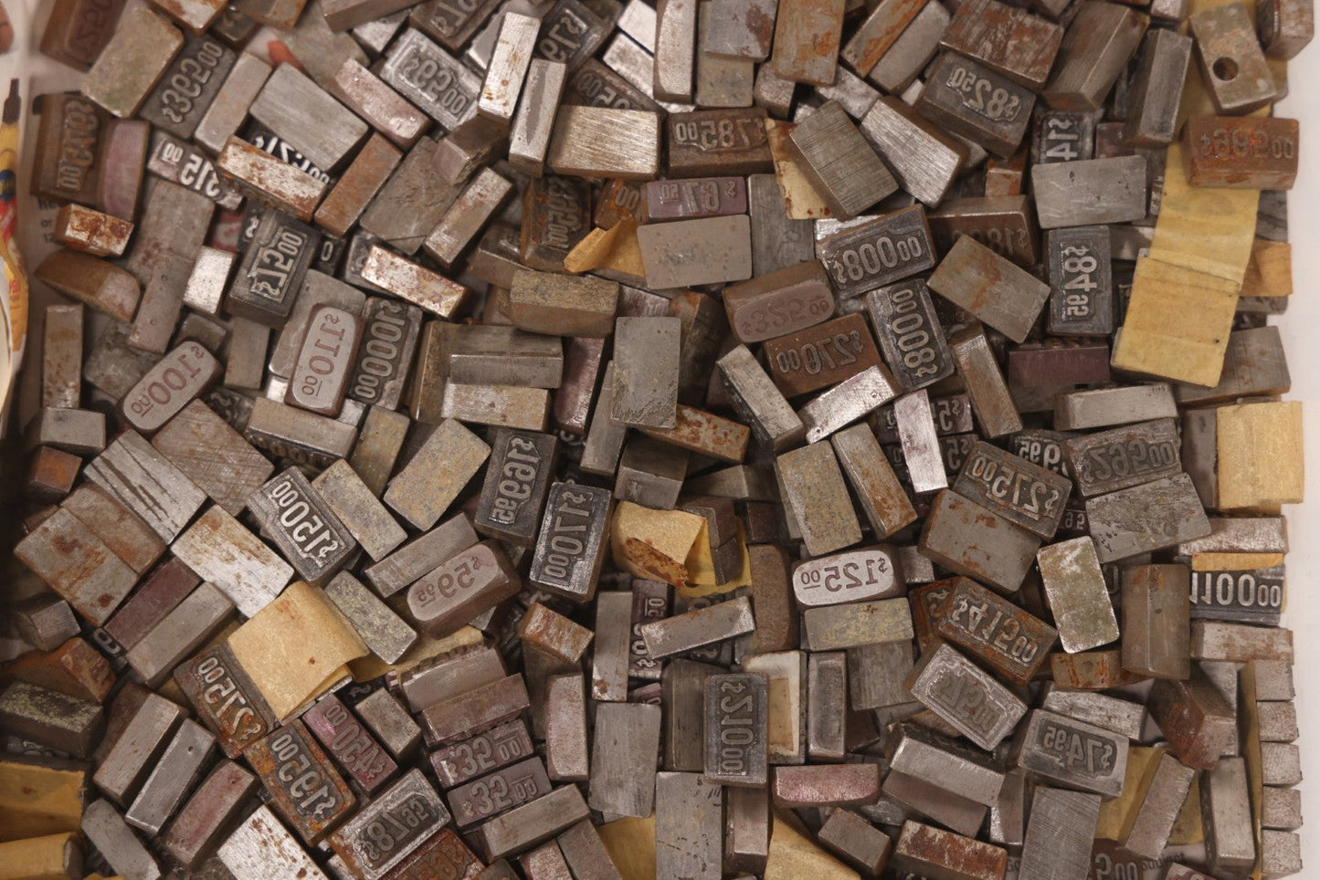 Lot 202 - Grouping Of 200+ Vintage Letterpress Metal Pricing Print Blocks Ranging From Under $1 To Over $1000, Collection As Found