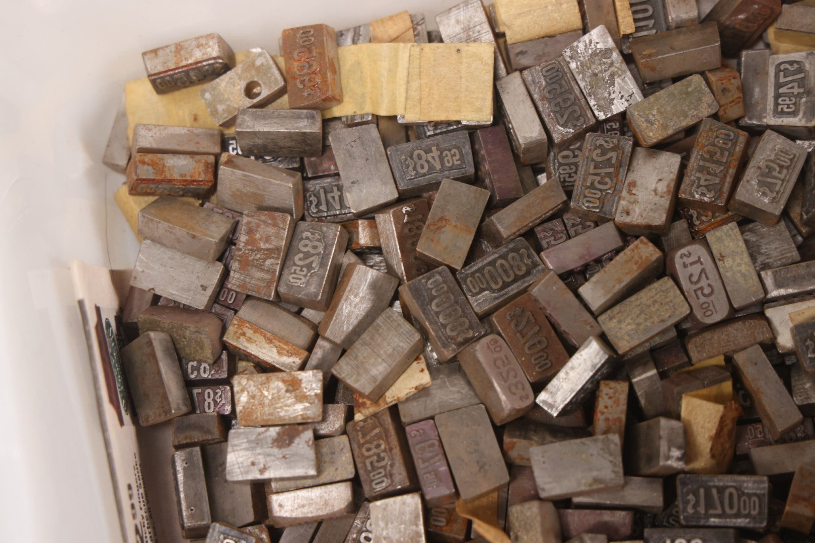 Lot 202 - Grouping Of 200+ Vintage Letterpress Metal Pricing Print Blocks Ranging From Under $1 To Over $1000, Collection As Found