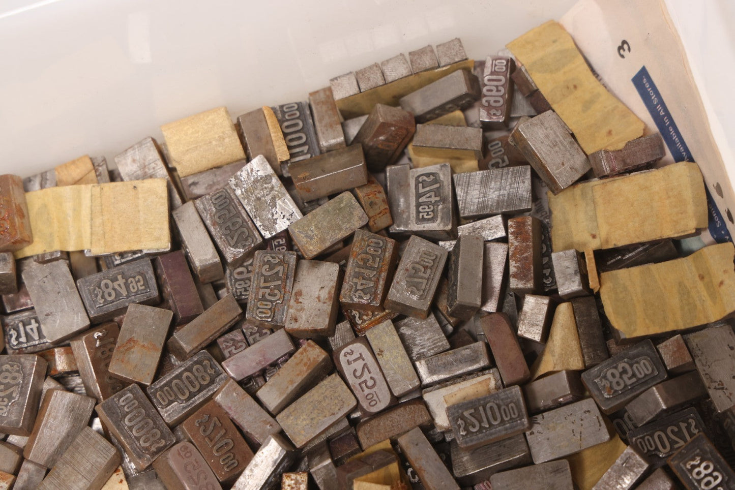 Lot 202 - Grouping Of 200+ Vintage Letterpress Metal Pricing Print Blocks Ranging From Under $1 To Over $1000, Collection As Found