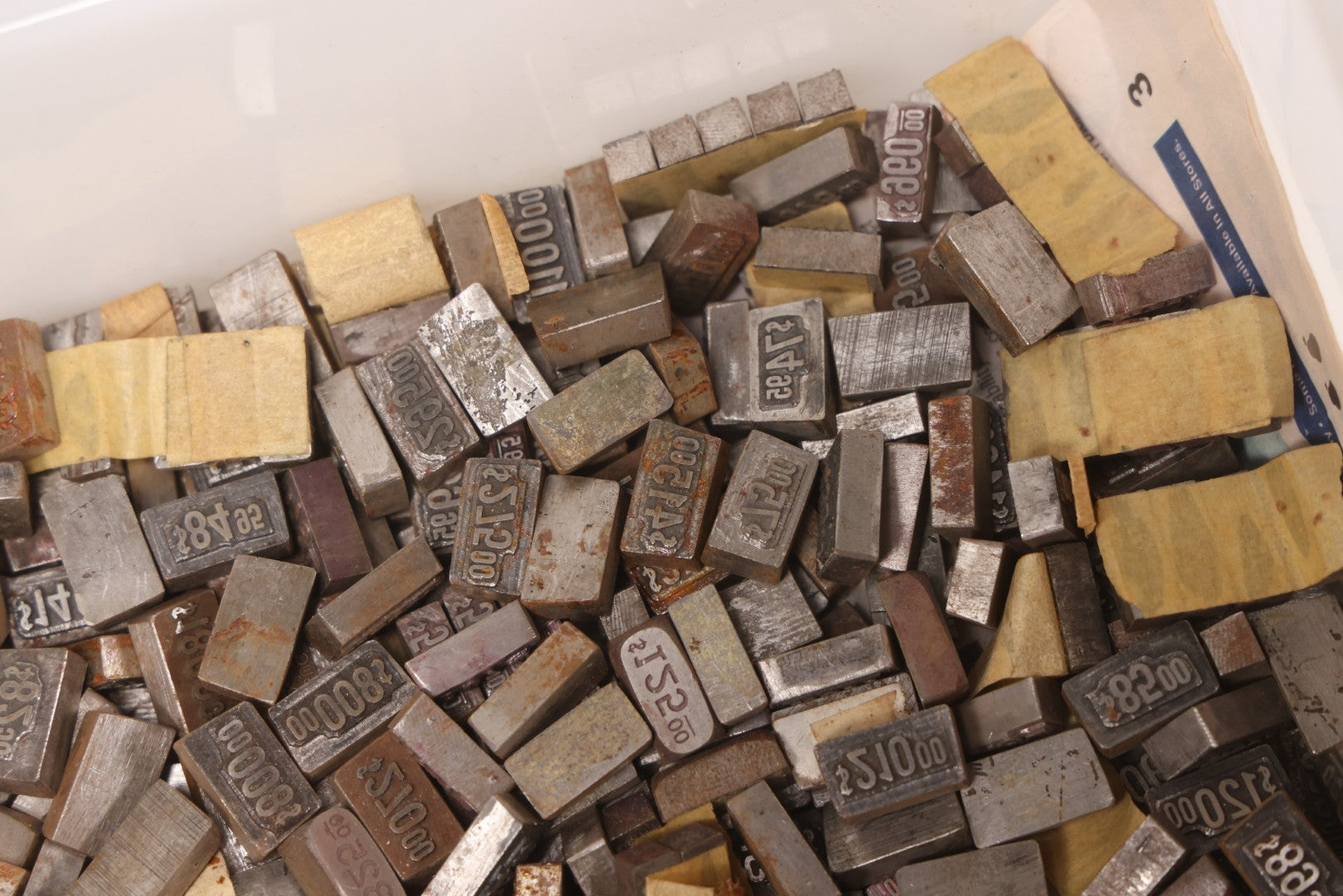 Lot 202 - Grouping Of 200+ Vintage Letterpress Metal Pricing Print Blocks Ranging From Under $1 To Over $1000, Collection As Found